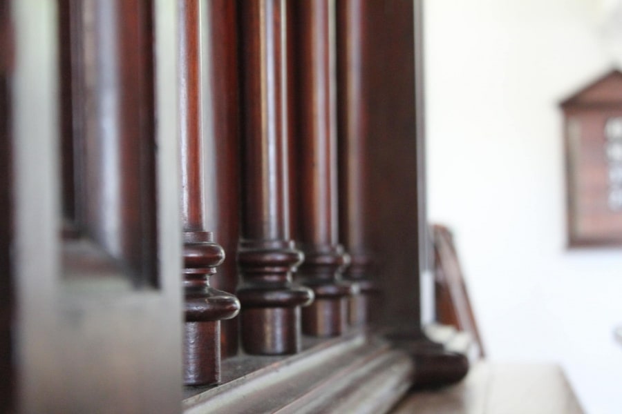 Details of a carved wooden pulpit