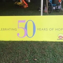 Construct, Inc.'s sign - Celebrating 50 years of hope