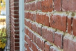 Old brickwork on the church exterior