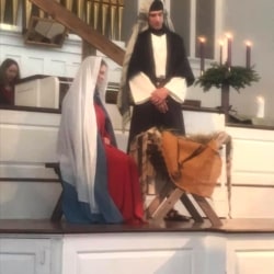 Mary and Joseph at the manger